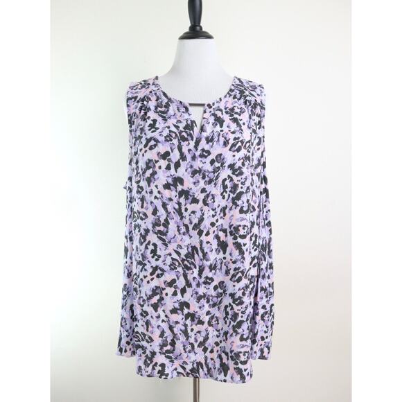 Torrid Size 3X Rayon Crepe Metal Tank Camo Wash Leopard Purple - Picture 3 of 11